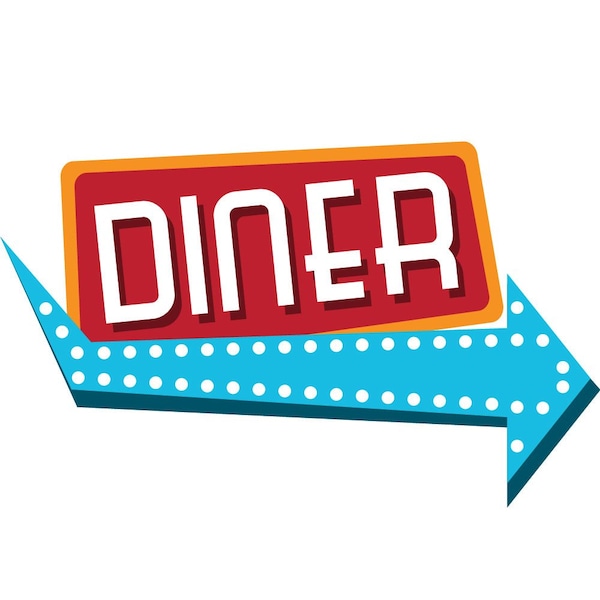 DINER Concession Decal sign cart trailer stand sticker equipment, D-DC-24-Diner